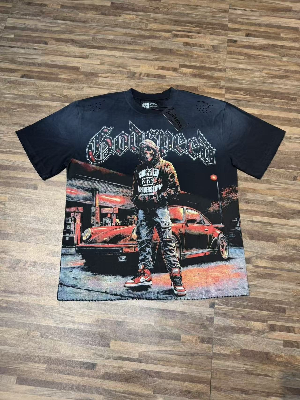 Godspeed Manifested Dreams University Distressed Short-Sleeve T-Shirt ¡ª front