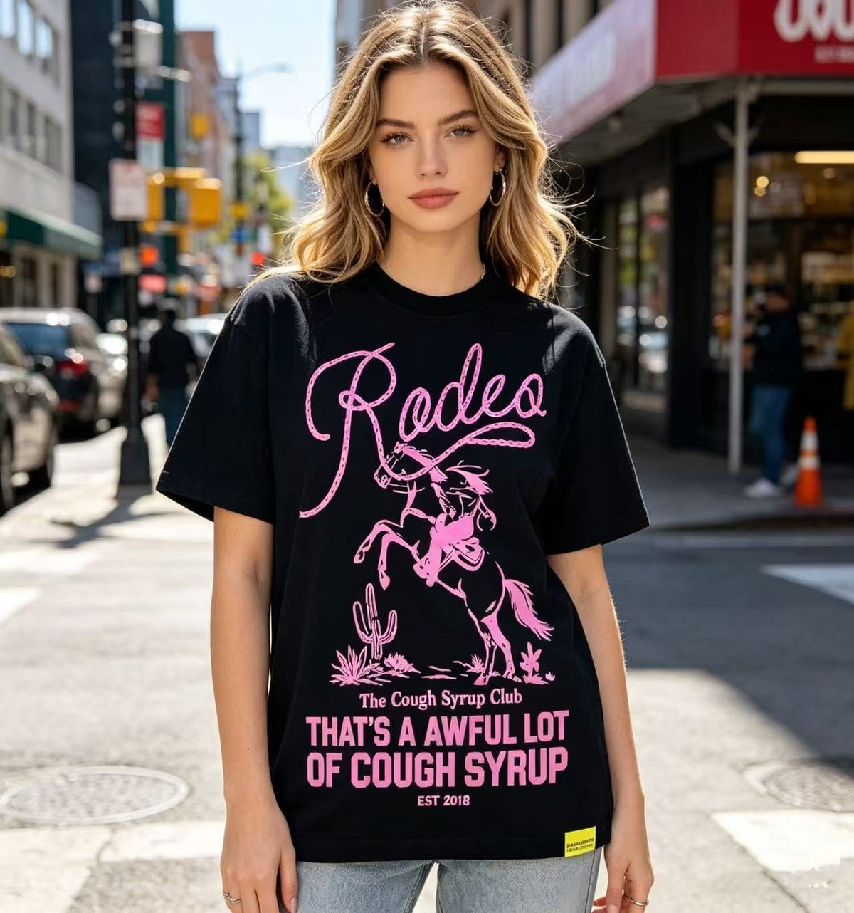 THAT'S A AWFUL LOT OF COUGH SYRUP Rodeo Graphic Short-Sleeve T-Shirt ¡ª model