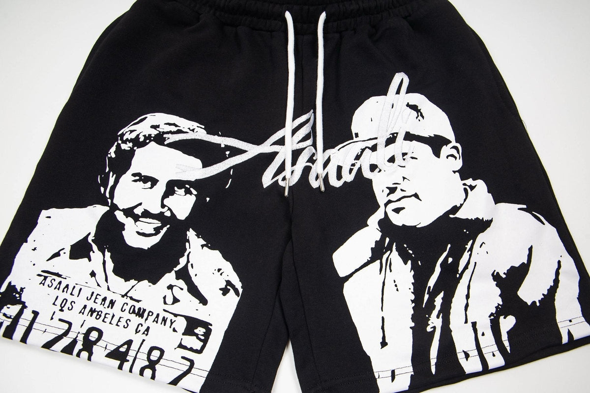 ASAALL Portrait Graphic Drawstring Shorts ¡ª detail