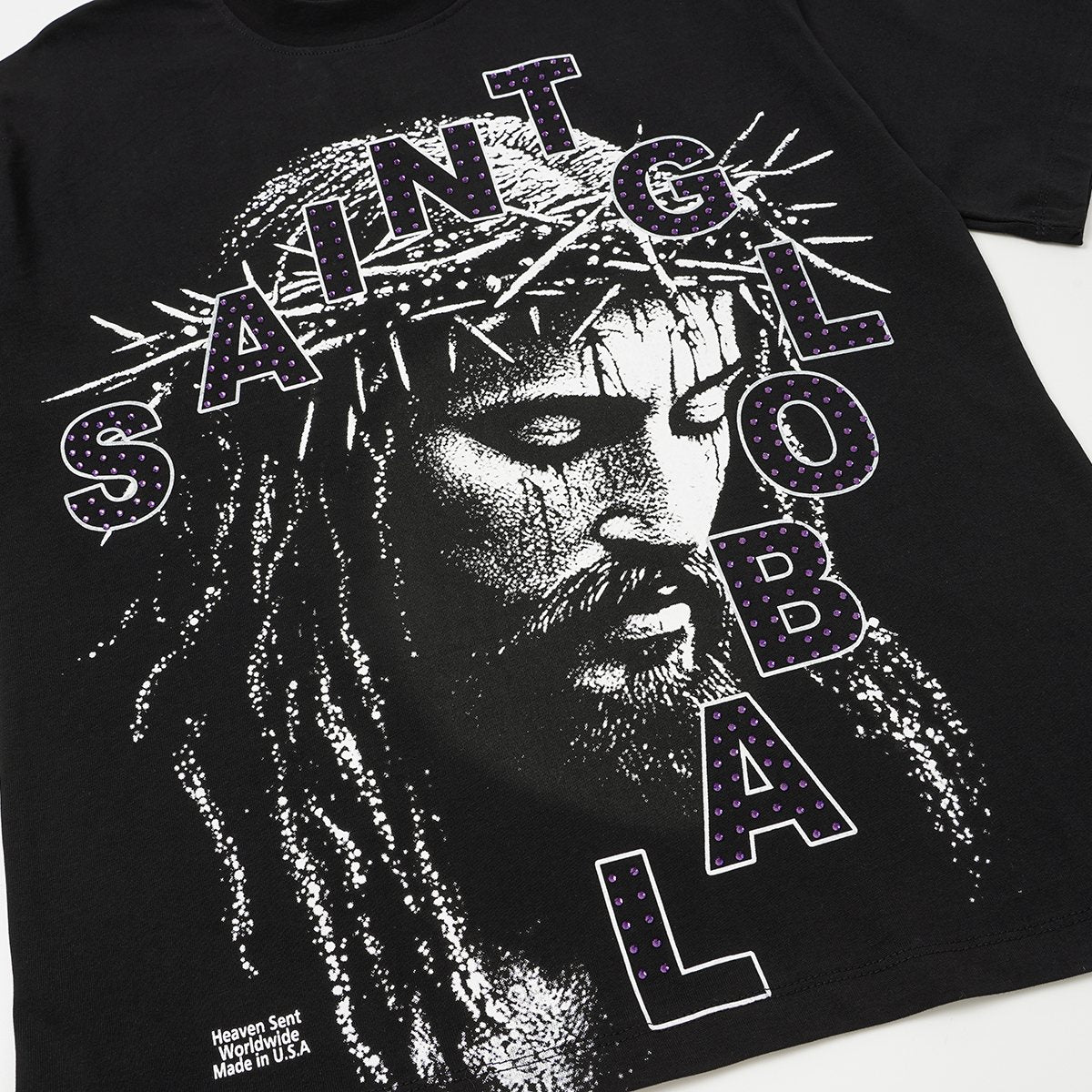 SAINT Rhinestone Graphic Short-Sleeve T-Shirt ¡ª detail