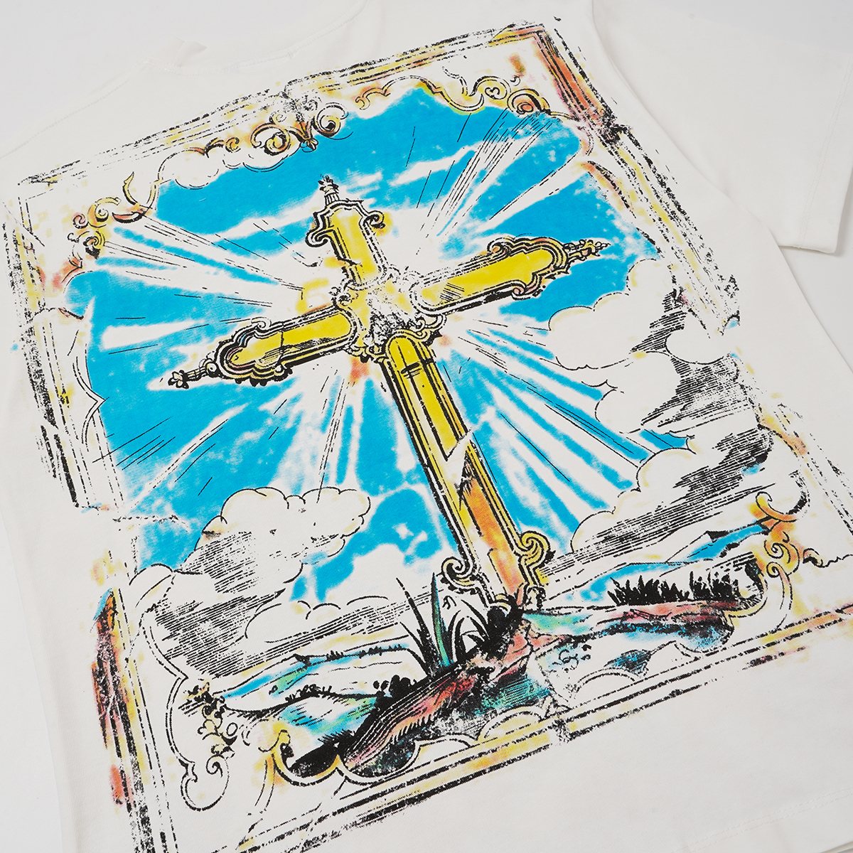SAINT Portrait & Cross Graphic Short-Sleeve T-Shirt ¡ª detail