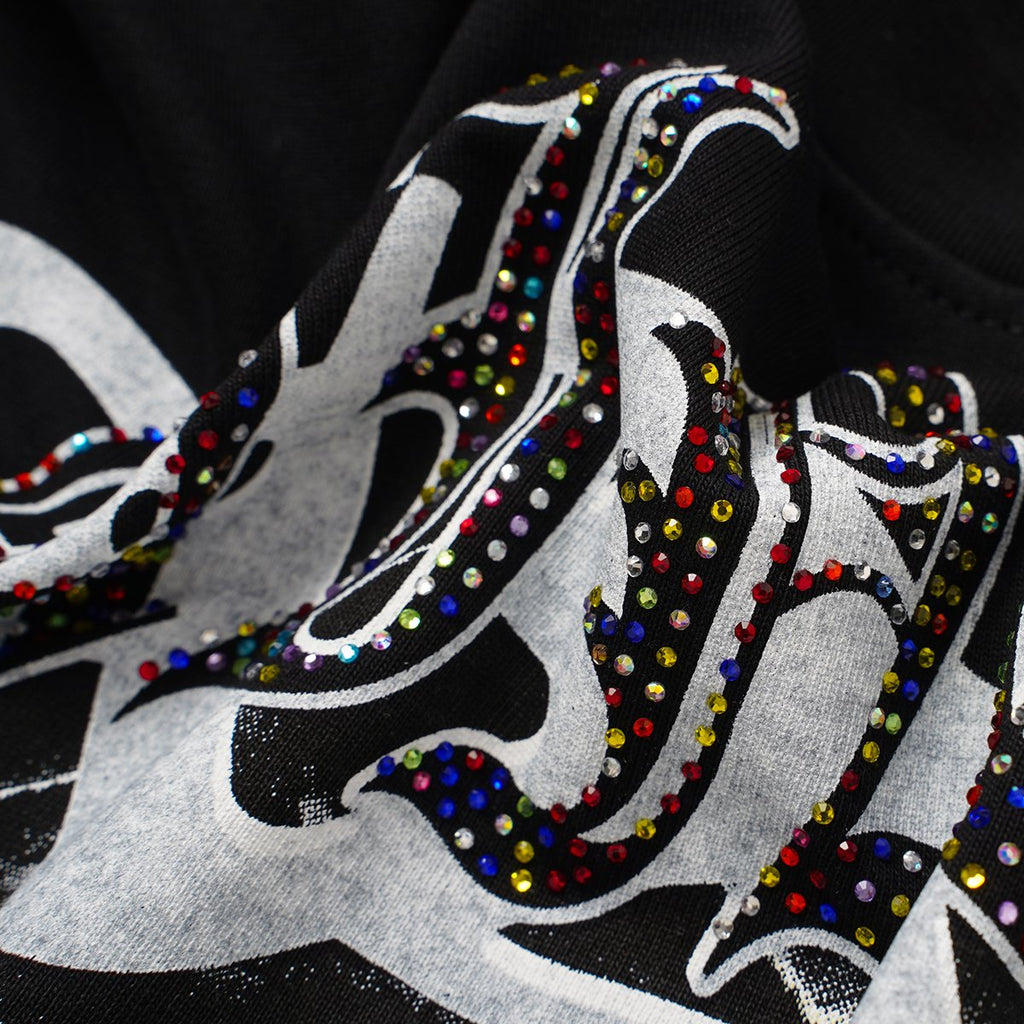 SAINT Black Rhinestone Graphic T-Shirt ¡ª detail