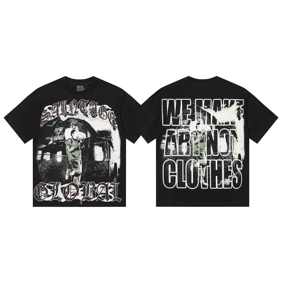 SAINT Black Rhinestone Graphic T-Shirt ¡ª hero
