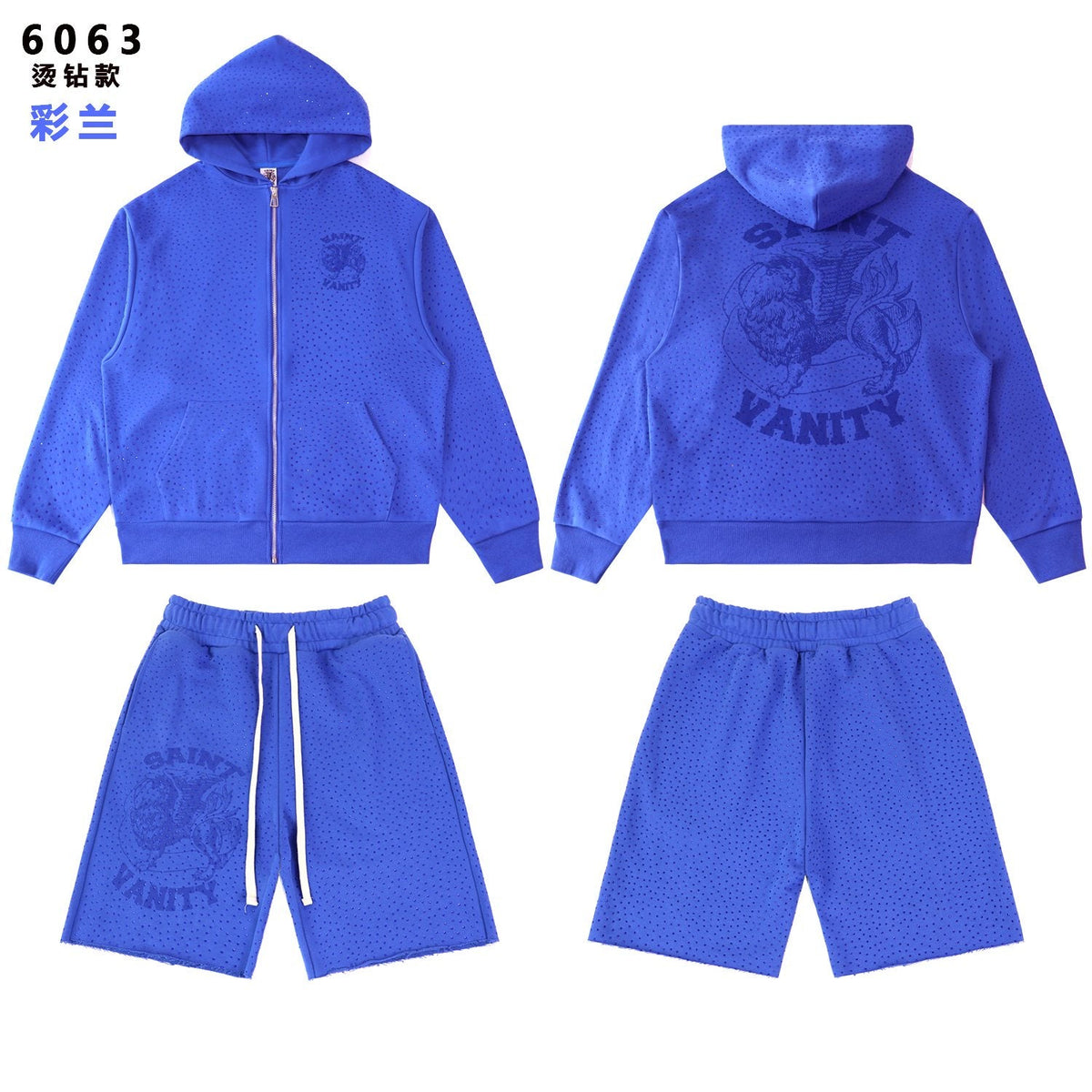 SAINT Vanity Rhinestone Zip Hoodie & Shorts Set ¡ª hero