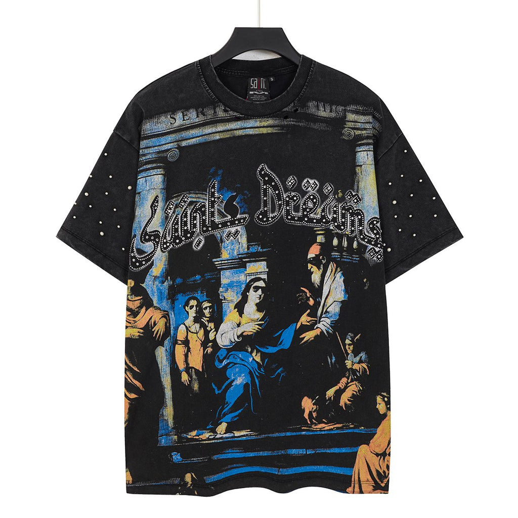 SAINT Religious Art Rhinestone T-Shirt ¡ª hero