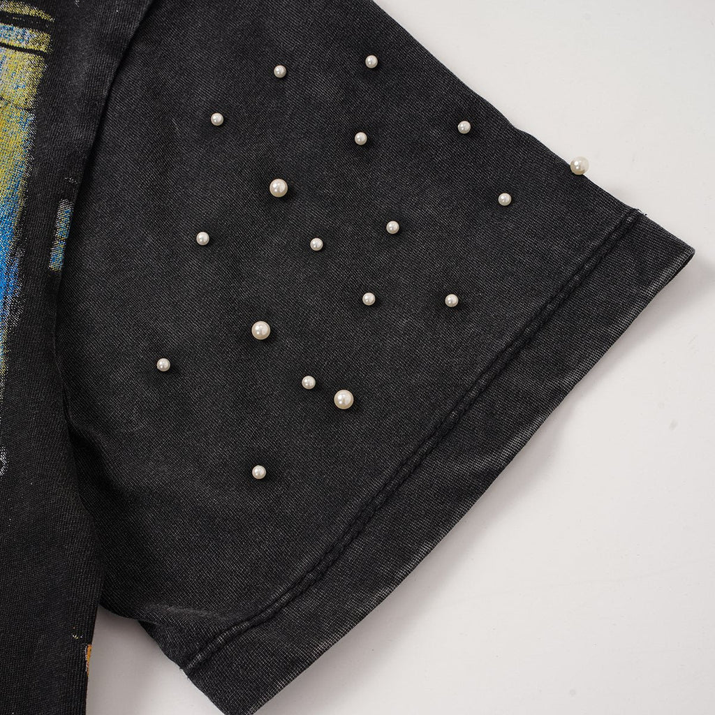 SAINT Religious Art Rhinestone T-Shirt ¡ª detail