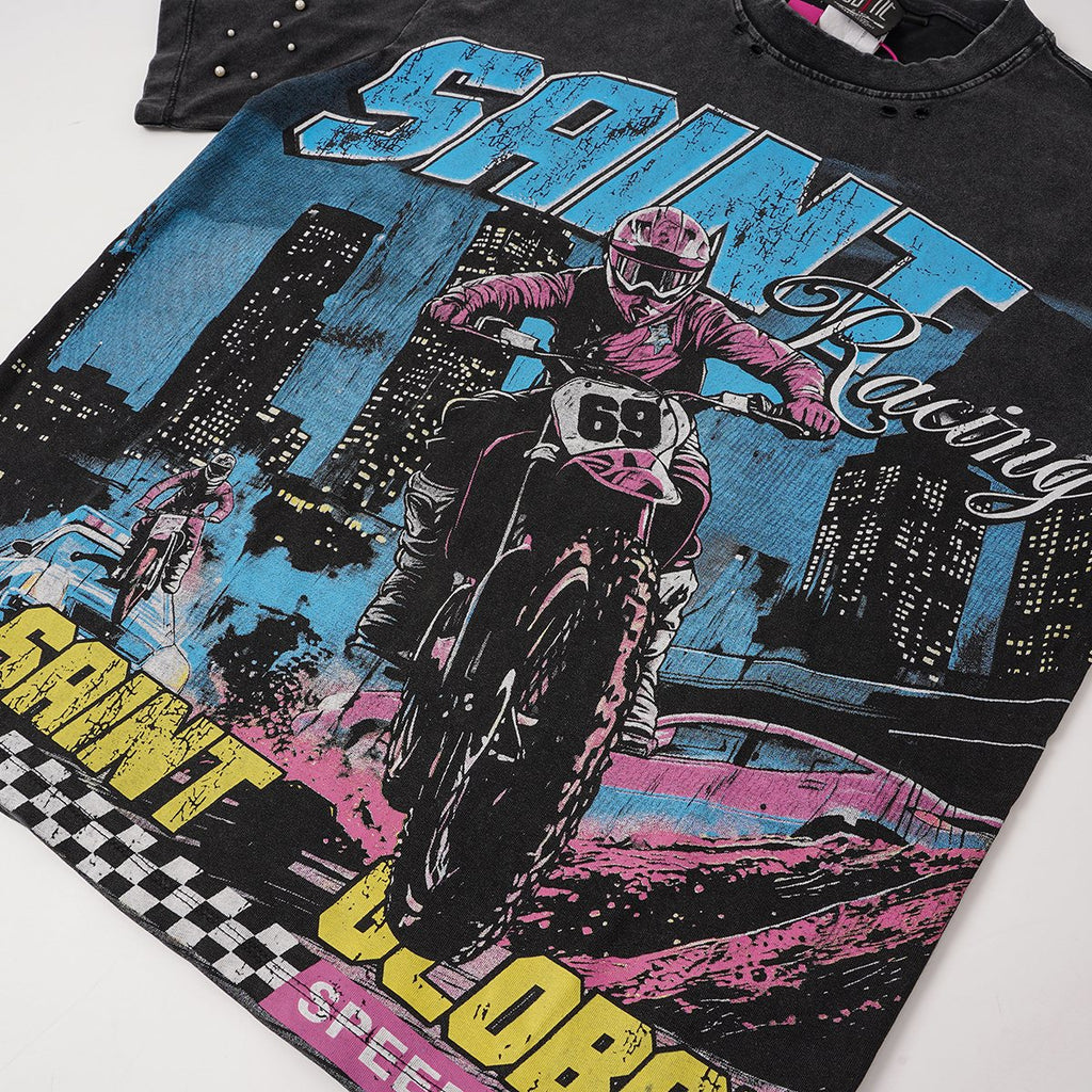 SAINT Racing Motorcycle Graphic T-Shirt ¡ª detail