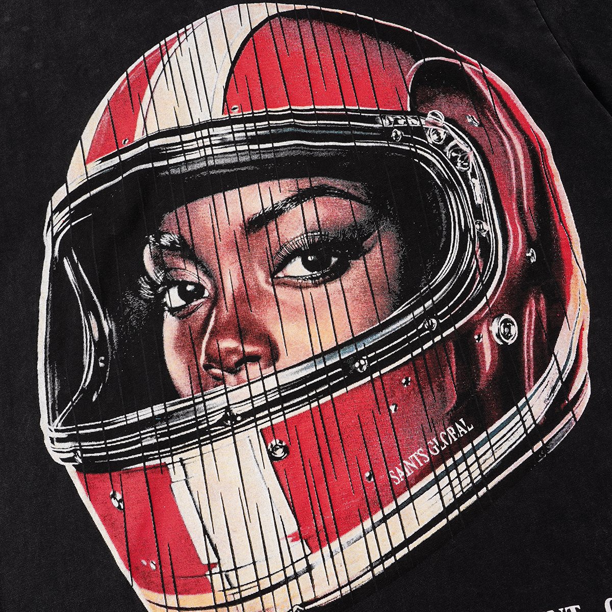 SAINT Washed Rhinestone Graphic T-Shirt ¡ª detail