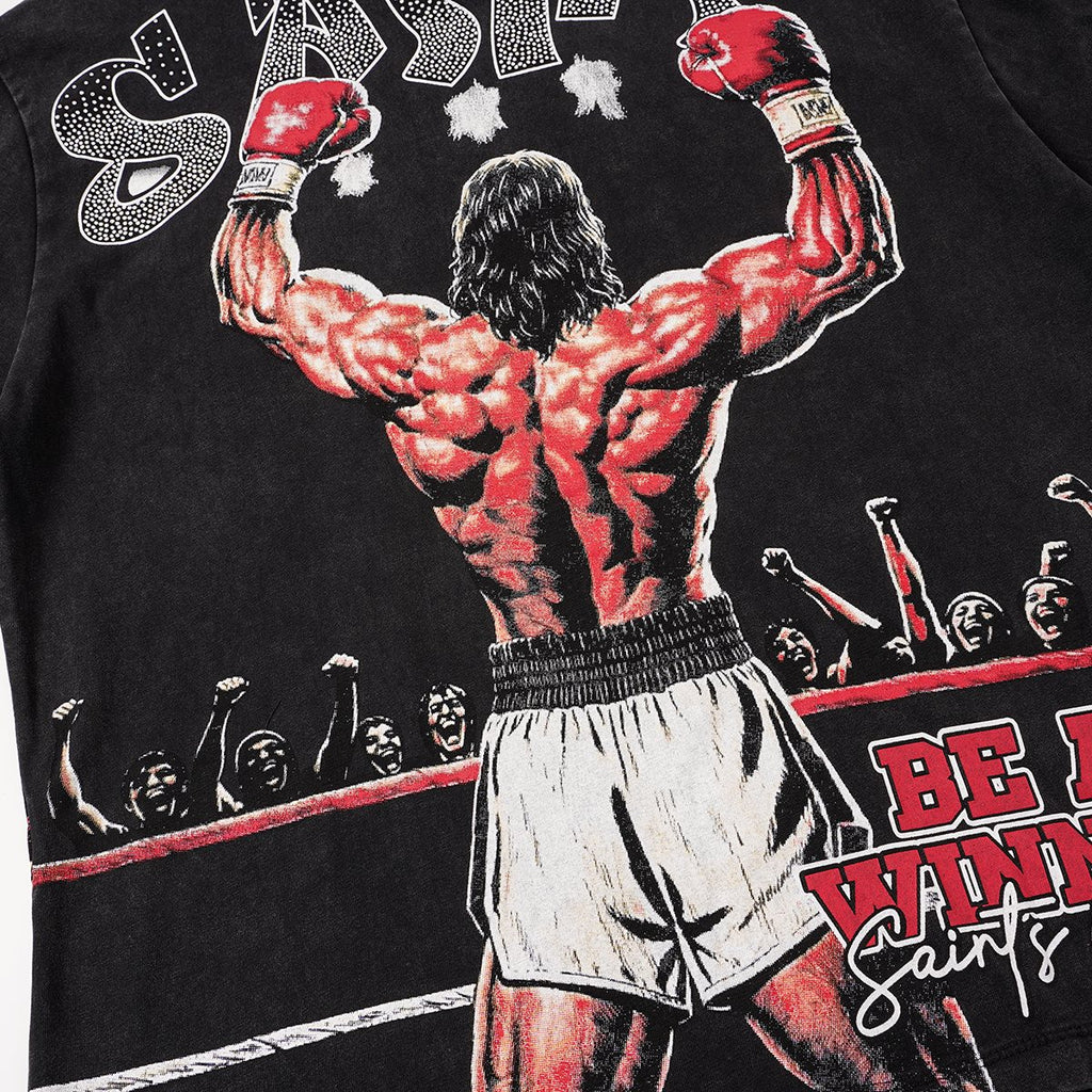 SAINT Boxing Graphic Washed T-Shirt ¡ª detail