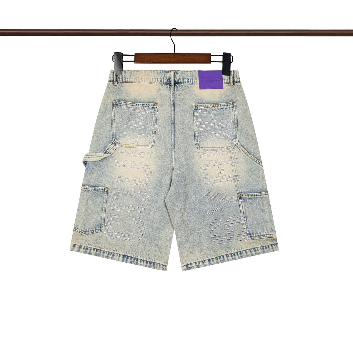 THAT'S A AWFUL LOT OF COUGH SYRUP Light Blue Washed Denim Shorts ¡ª back