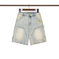THAT'S A AWFUL LOT OF COUGH SYRUP Light Blue Washed Denim Shorts ¡ª front