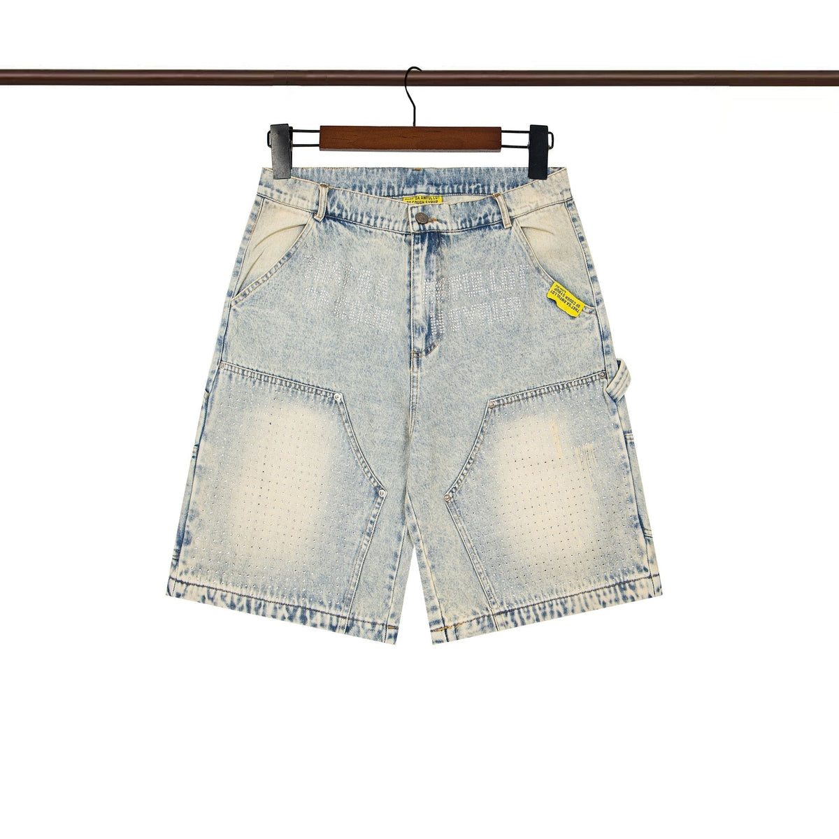 THAT'S A AWFUL LOT OF COUGH SYRUP Light Blue Washed Denim Shorts ¡ª front