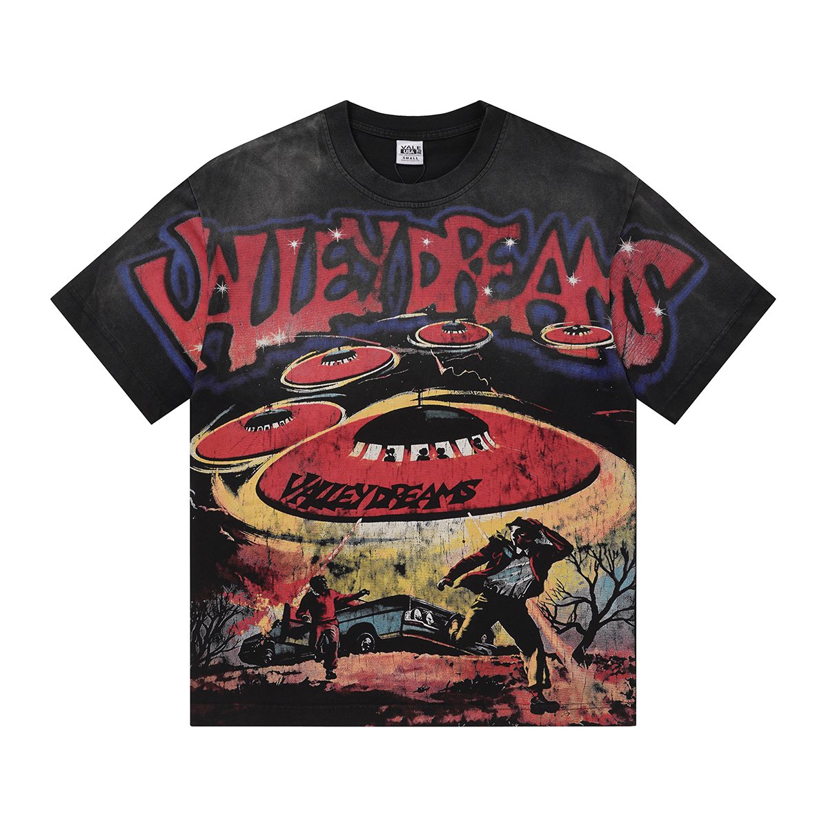 VALLEY UFO Graphic Washed Black T-Shirt ¡ª hero