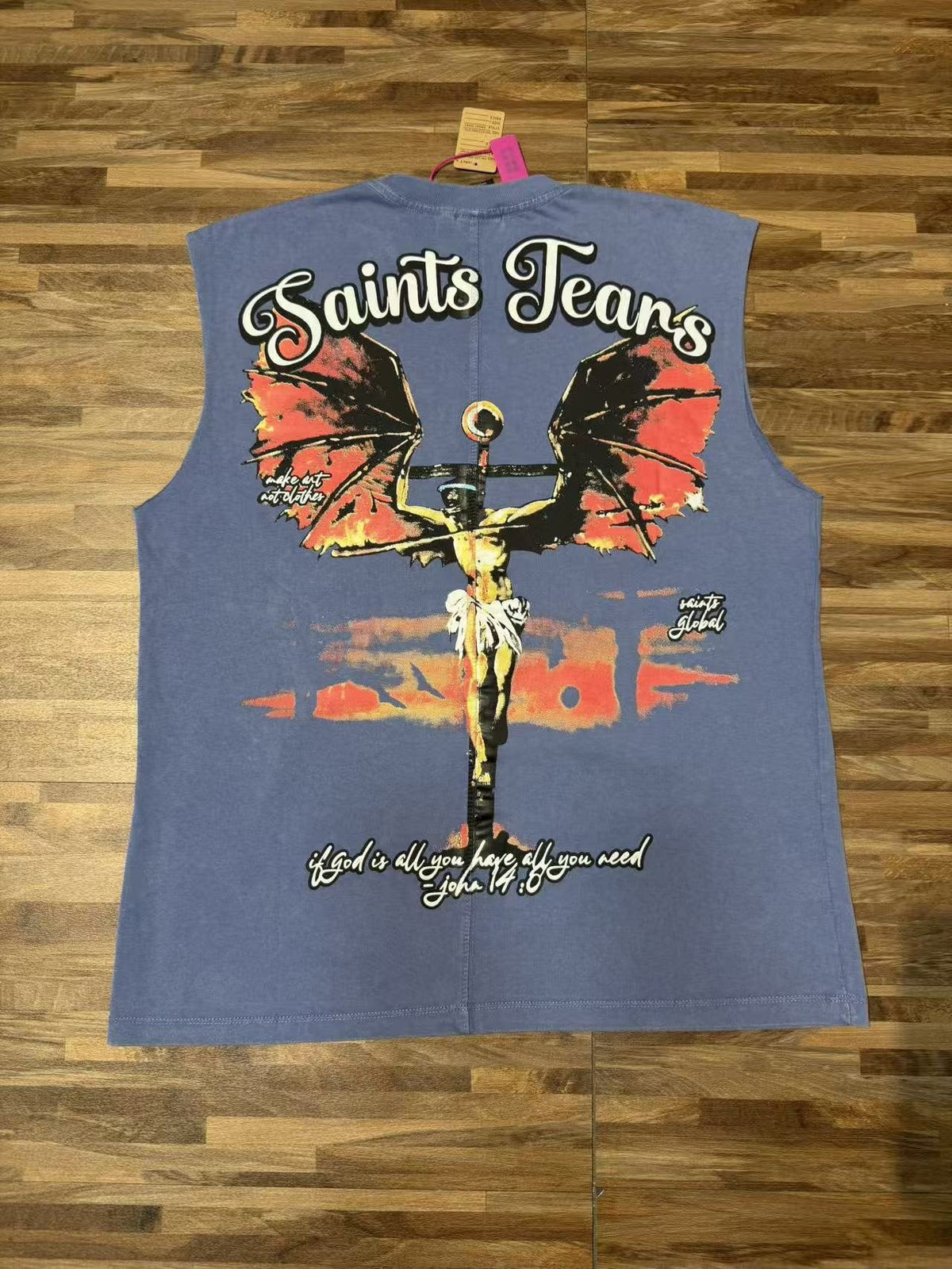 SAINT Tears & Crucifix Graphic Sleeveless T-Shirt ¡ª back