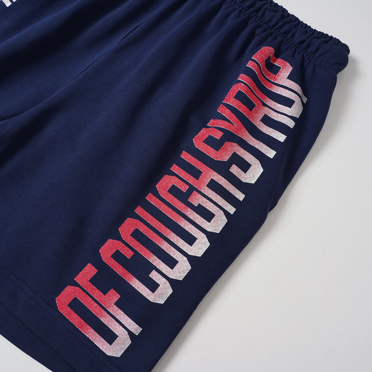 THAT'S A AWFUL LOT OF COUGH SYRUP Navy Graphic Shorts ¡ª detail