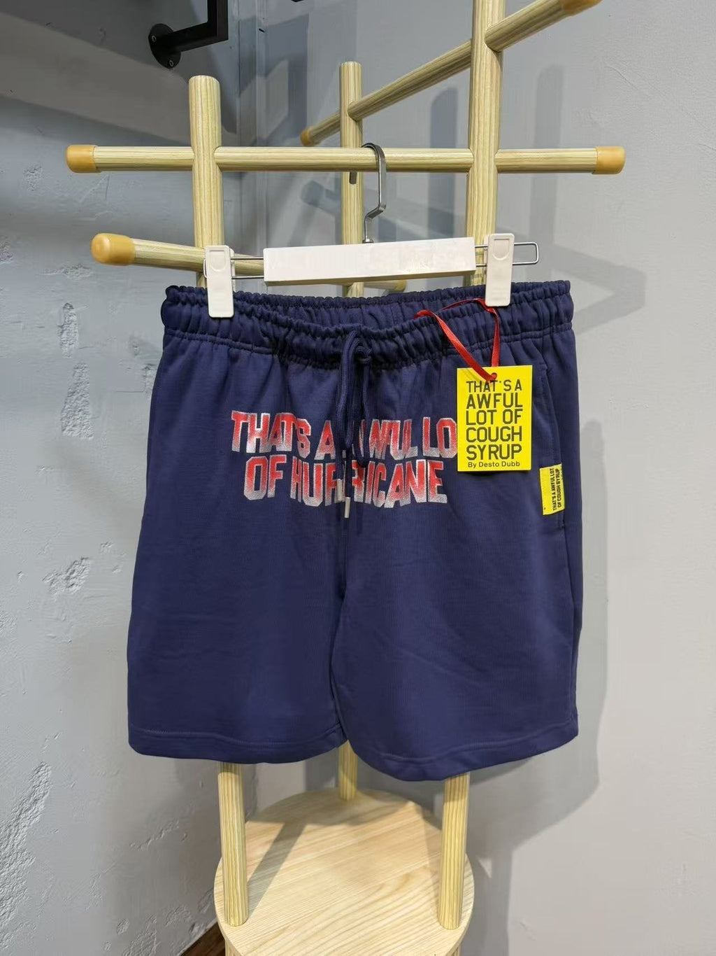 THAT'S A AWFUL LOT OF COUGH SYRUP Navy Graphic Shorts ¡ª front