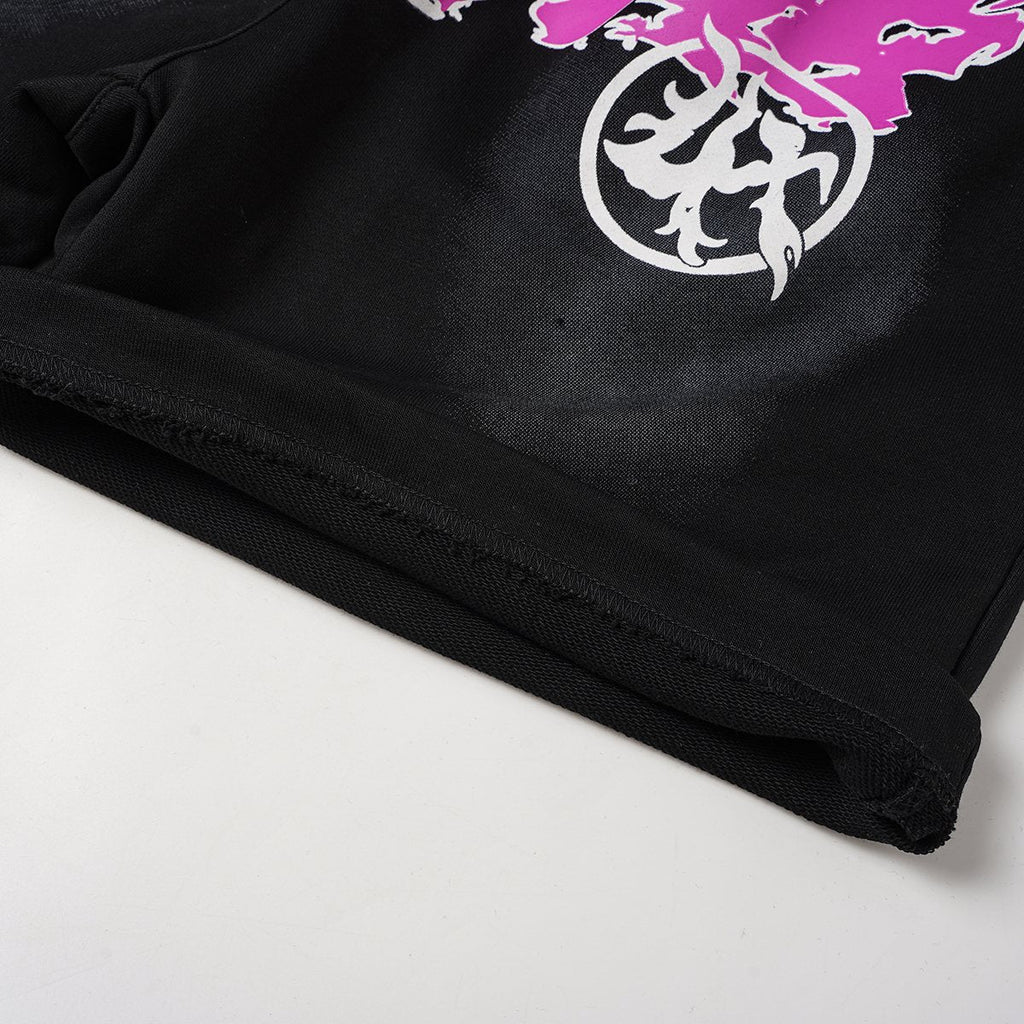 THAT'S A AWFUL LOT OF COUGH SYRUP Black Front Graphic Shorts ¡ª detail