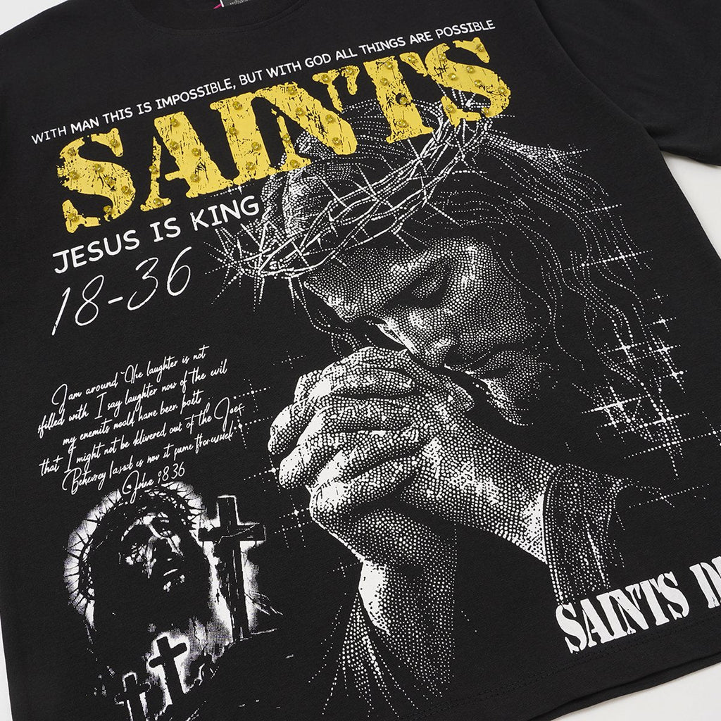 SAINT Religious Graphic Short-Sleeve T-Shirt ¡ª detail