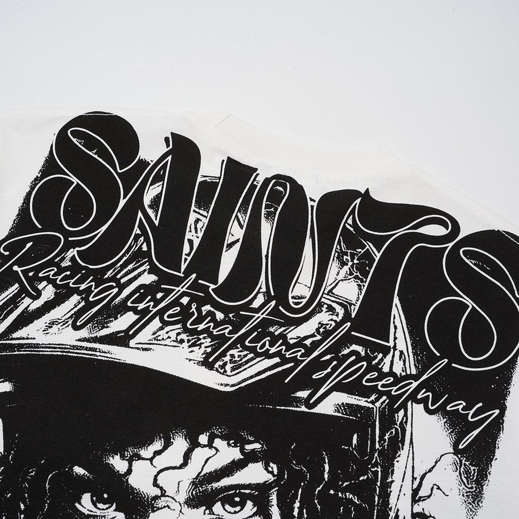 SAINT Racing Portrait Rhinestone Short-Sleeve T-Shirt ¡ª detail