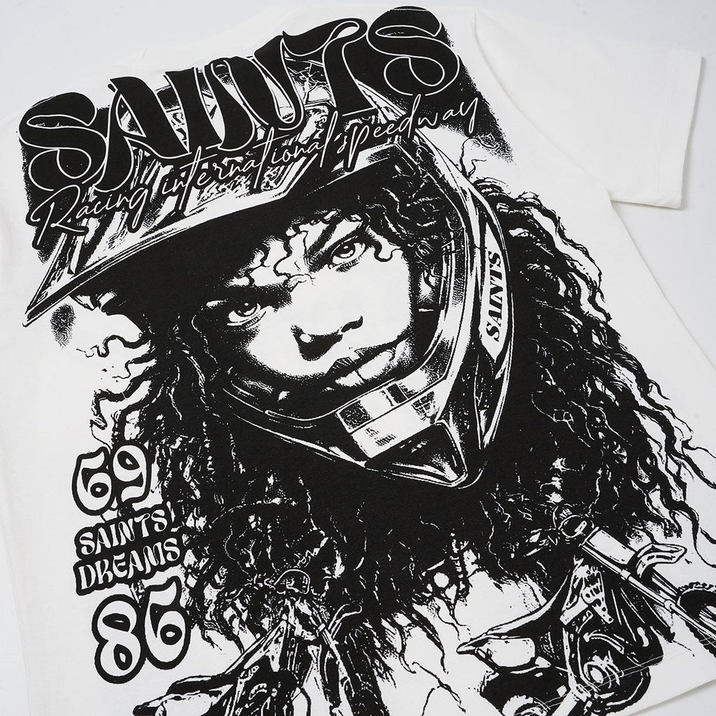 SAINT Racing Portrait Rhinestone Short-Sleeve T-Shirt ¡ª detail