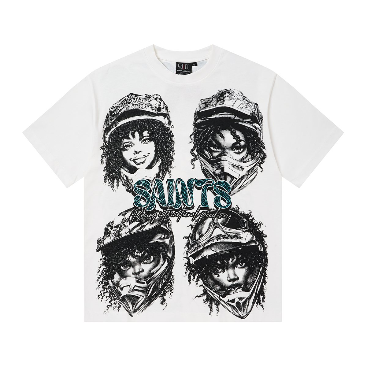 SAINT Racing Portrait Rhinestone Short-Sleeve T-Shirt ¡ª front