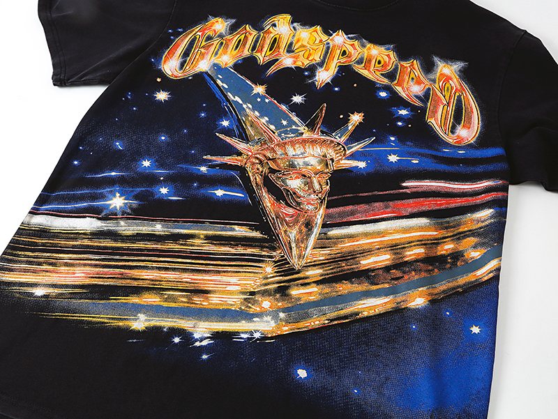 Godspeed Washed Black Front & Back Graphic T-Shirt ¡ª detail
