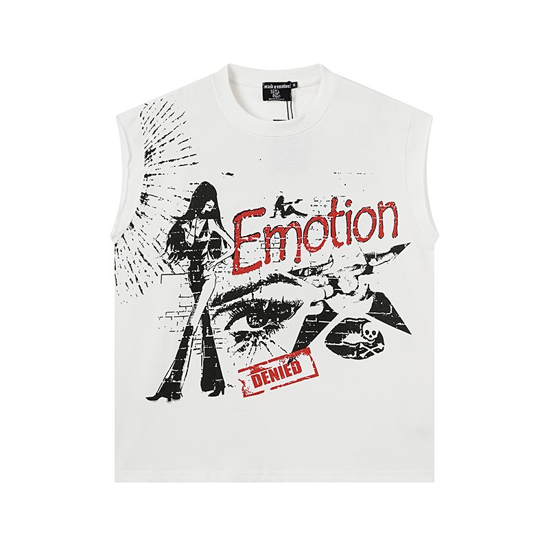 MIXED EMOTION Rhinestone Graphic Sleeveless T-Shirt ¡ª hero