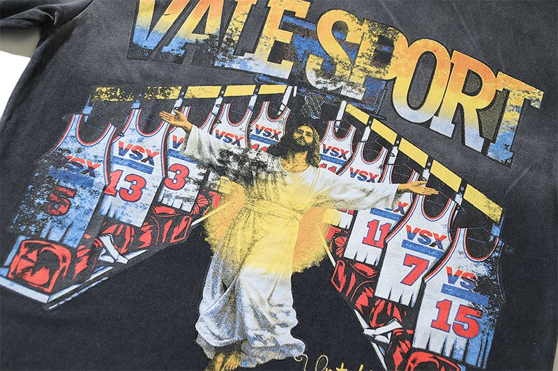 VALE USA Washed Black Sport Graphic T-Shirt ¡ª detail