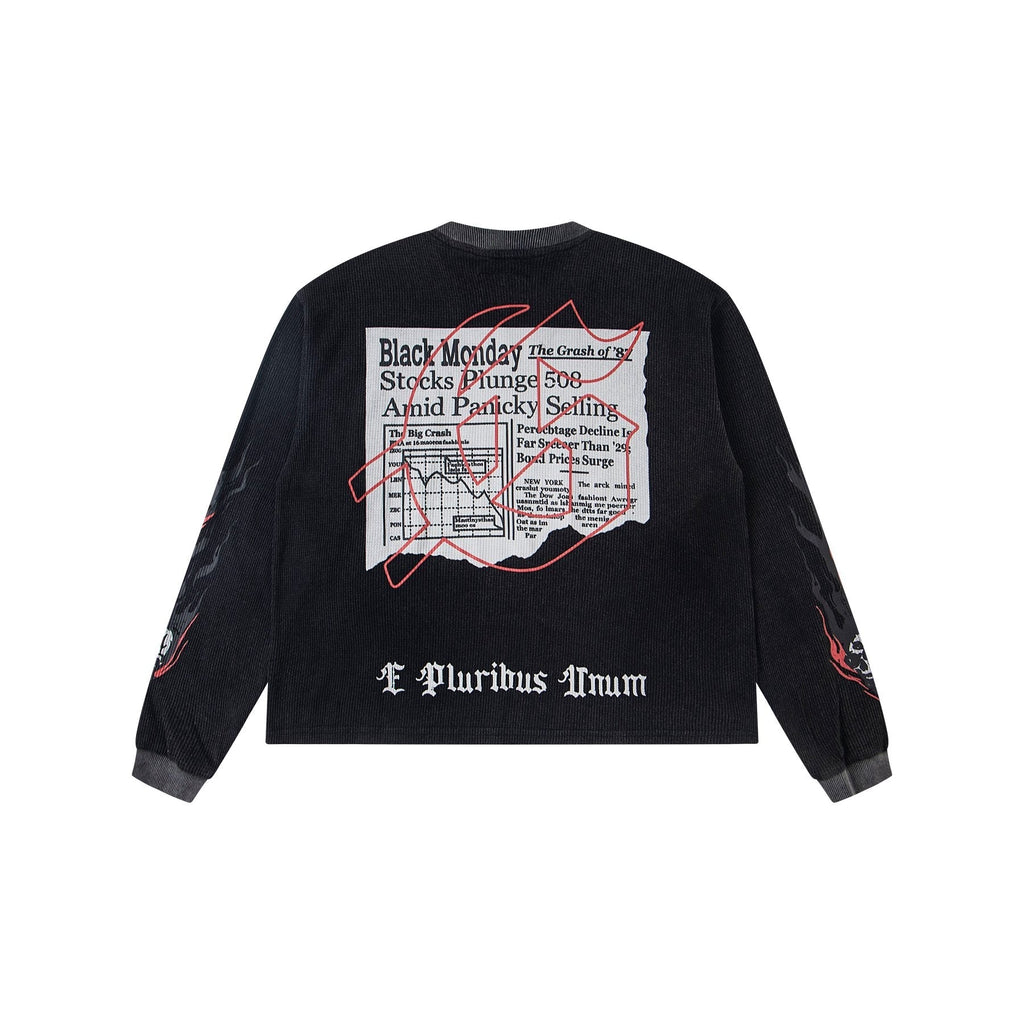 Godspeed Newspaper Skull Graphic Long-Sleeve T-Shirt ¡ª back