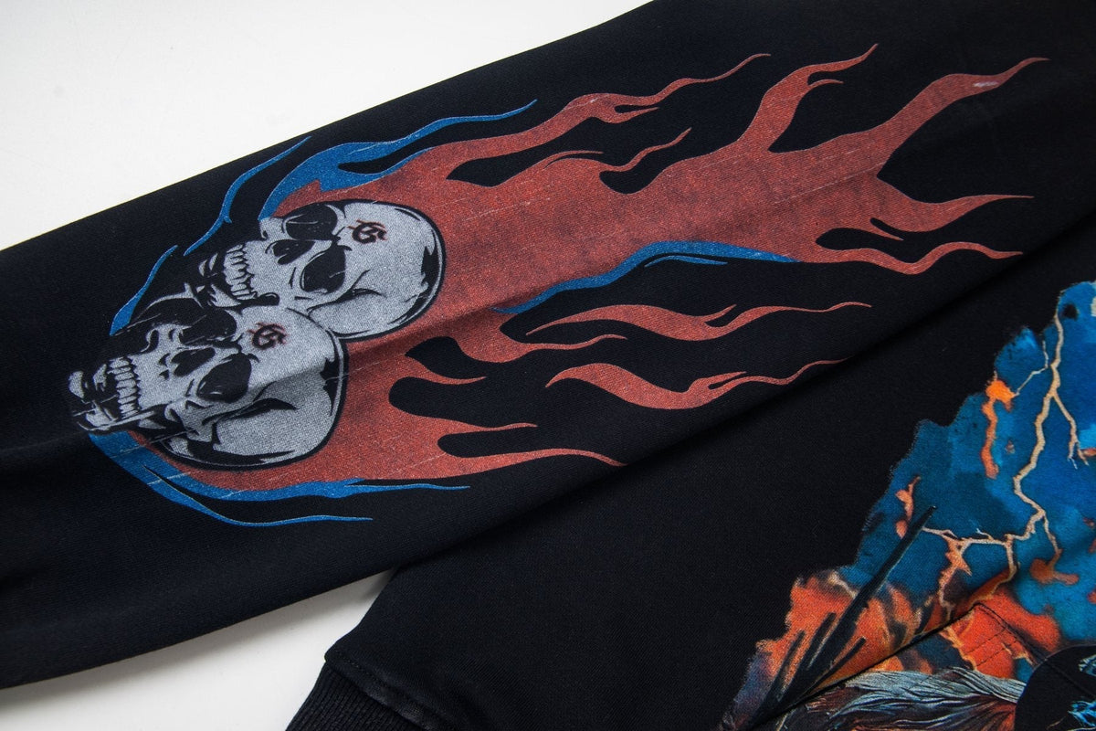 Godspeed Out of My Mind Cowboy Flame Graphic Hoodie ¡ª detail