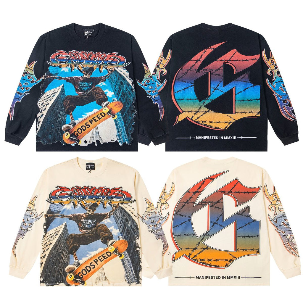 Godspeed White Ink Graphic Long-Sleeve T-Shirt ¡ª comparison
