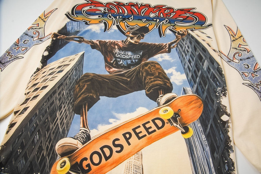 Godspeed White Ink Graphic Long-Sleeve T-Shirt ¡ª detail