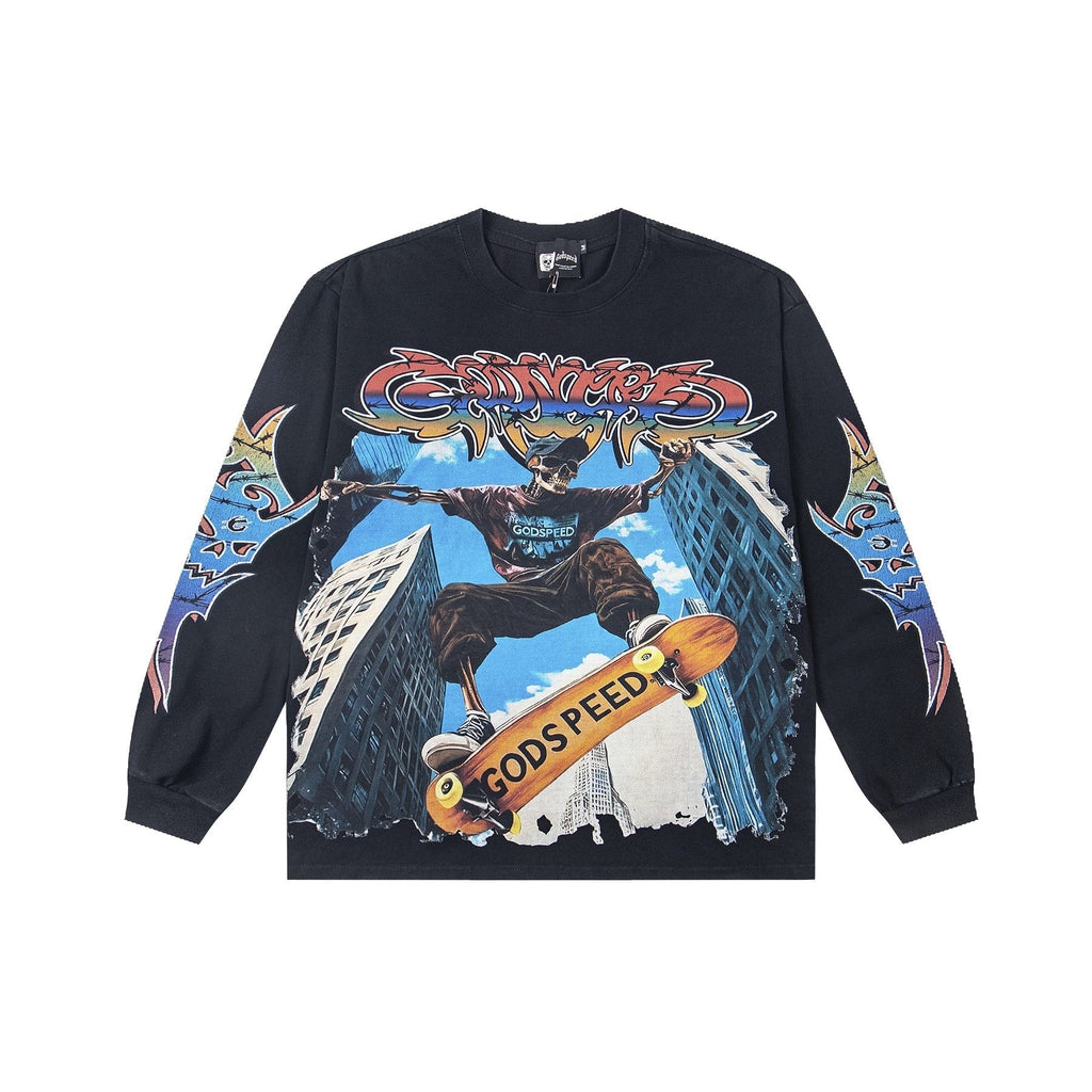 Godspeed White Ink Graphic Long-Sleeve T-Shirt ¡ª front