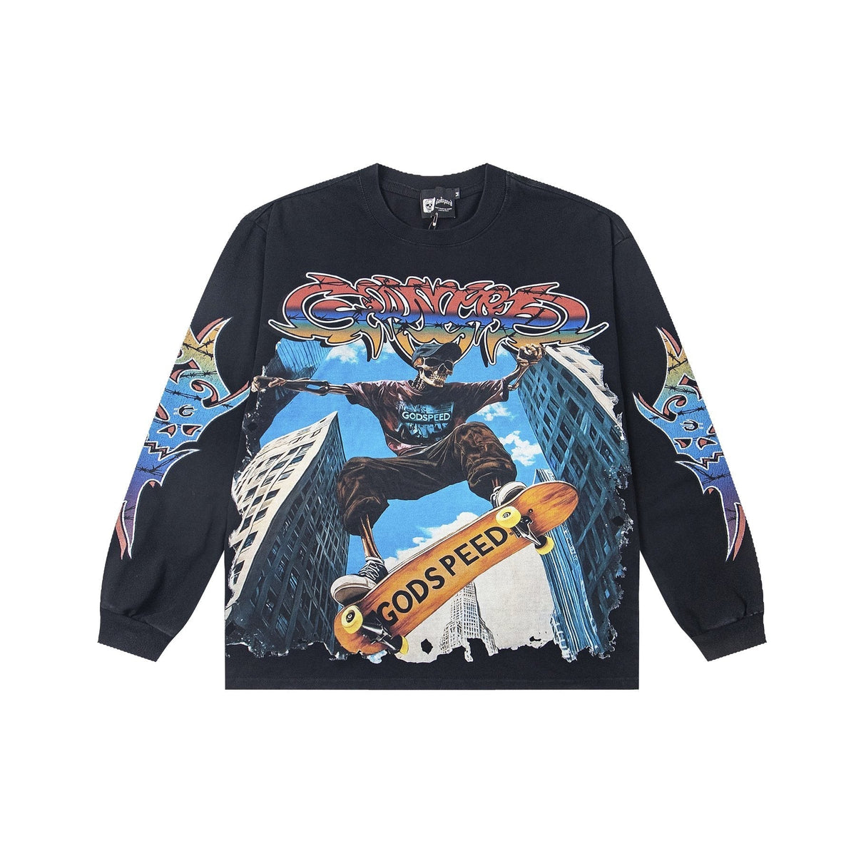 Godspeed White Ink Graphic Long-Sleeve T-Shirt ¡ª front