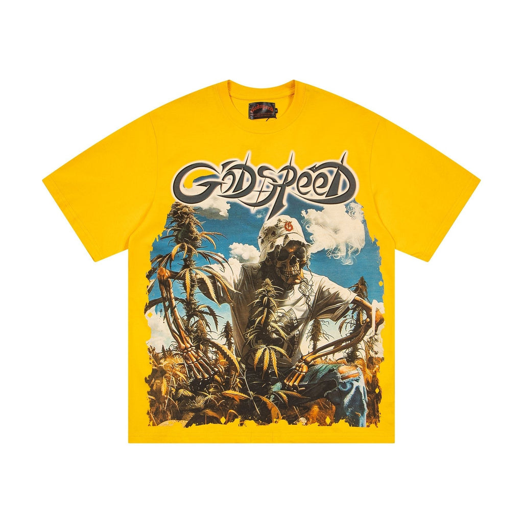 Godspeed It's Legalized Skeleton Palm Graphic T-Shirt ¡ª front