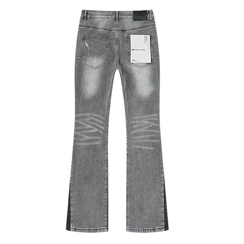 Purple Brand Washed Gray Distressed Flared Jeans ¡ª back