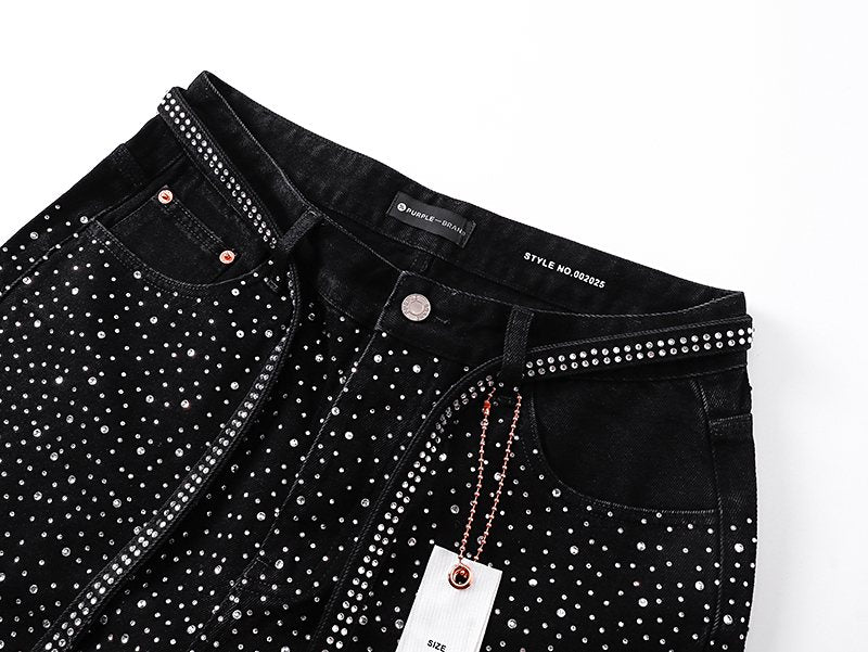 Purple Brand Rhinestone Denim Shorts ¡ª detail