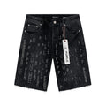 Purple Brand Black Rhinestone Graphic Denim Shorts ¡ª hero