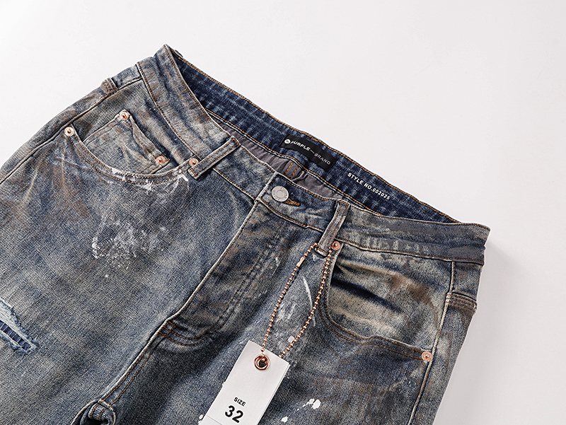 Purple Brand Gray Distressed Paint-Splatter Jeans ¡ª detail