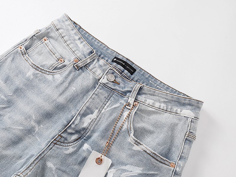 Purple Brand Light Blue Distressed Paint-Mark Jeans ¡ª detail