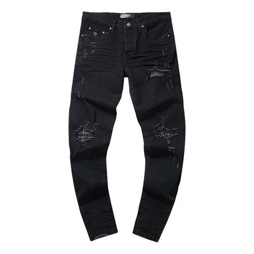 AMIRI Black Distressed Moto Panel Jeans ¡ª hero