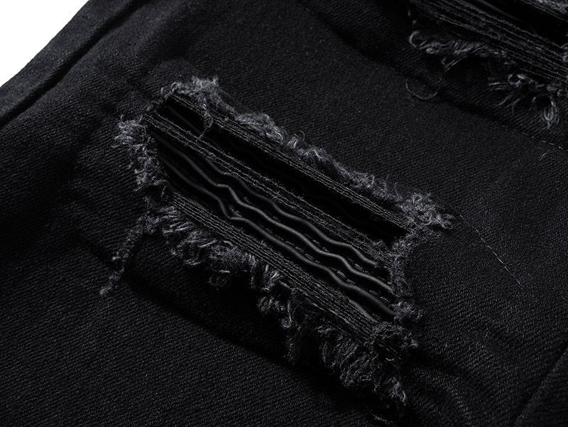 AMIRI Black Distressed Moto Jeans ¡ª detail