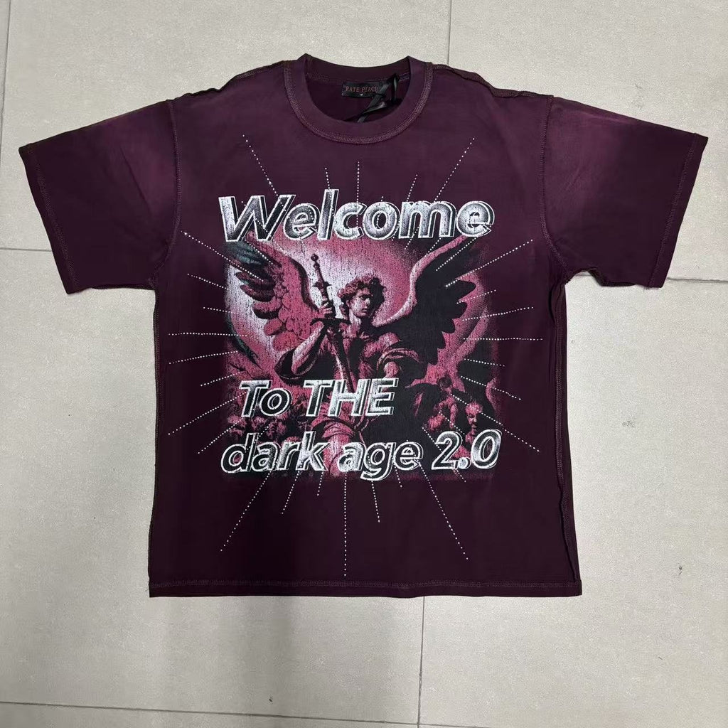 RARE PEACE Dark Warrior Angel Graphic Short-Sleeve T-Shirt ¡ª front