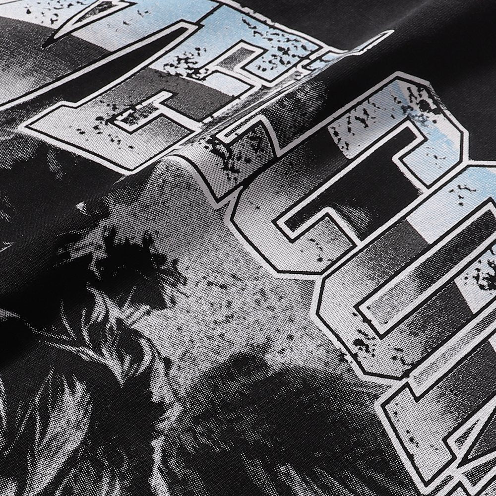 RARE PEACE Dark Age Washed Black Graphic T-Shirt ¡ª detail