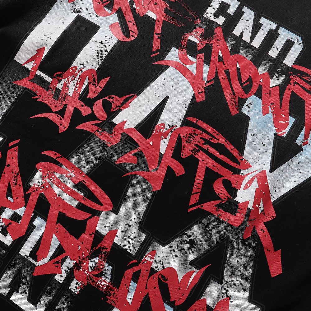 RARE PEACE Dark Age Washed Black Graphic T-Shirt ¡ª detail