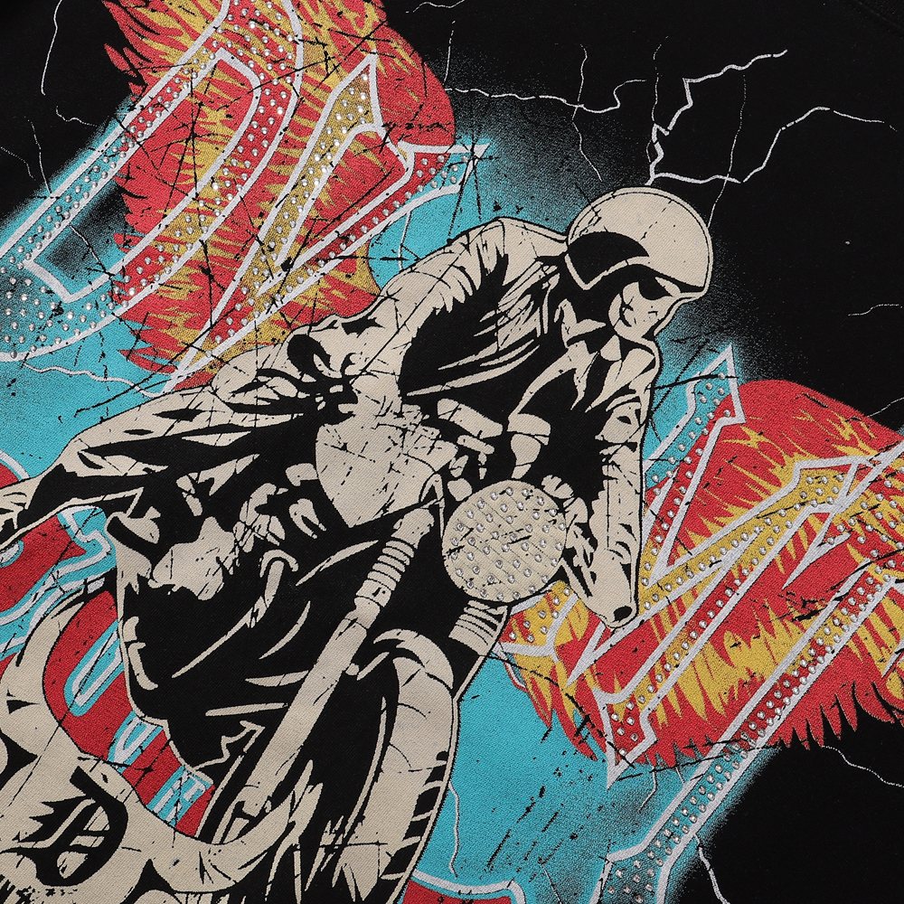 R3BEL Rider Motorcycle Skull Graphic T-Shirt ¡ª detail