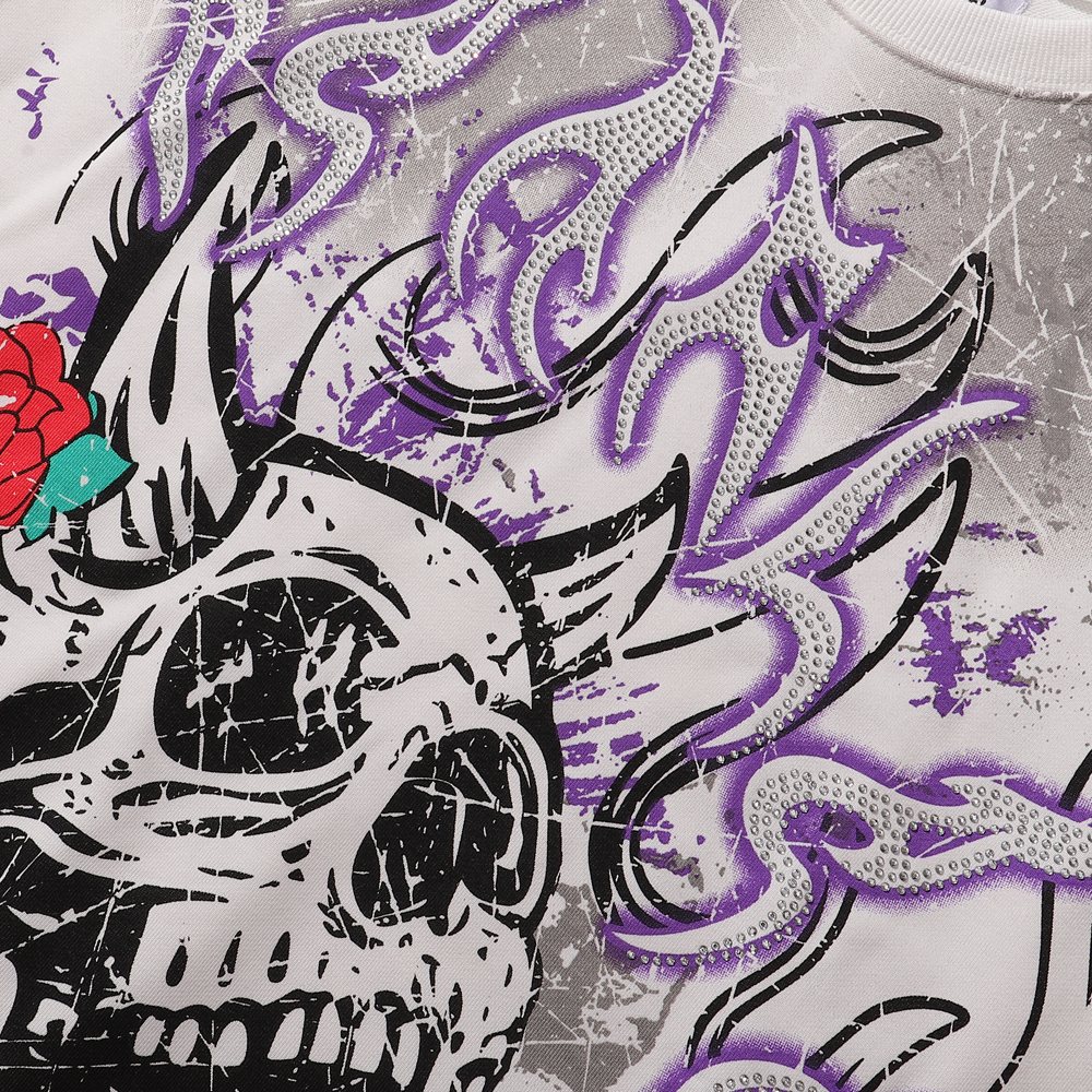 KLEEP Skull Flame Distressed Graphic T-Shirt ¡ª detail