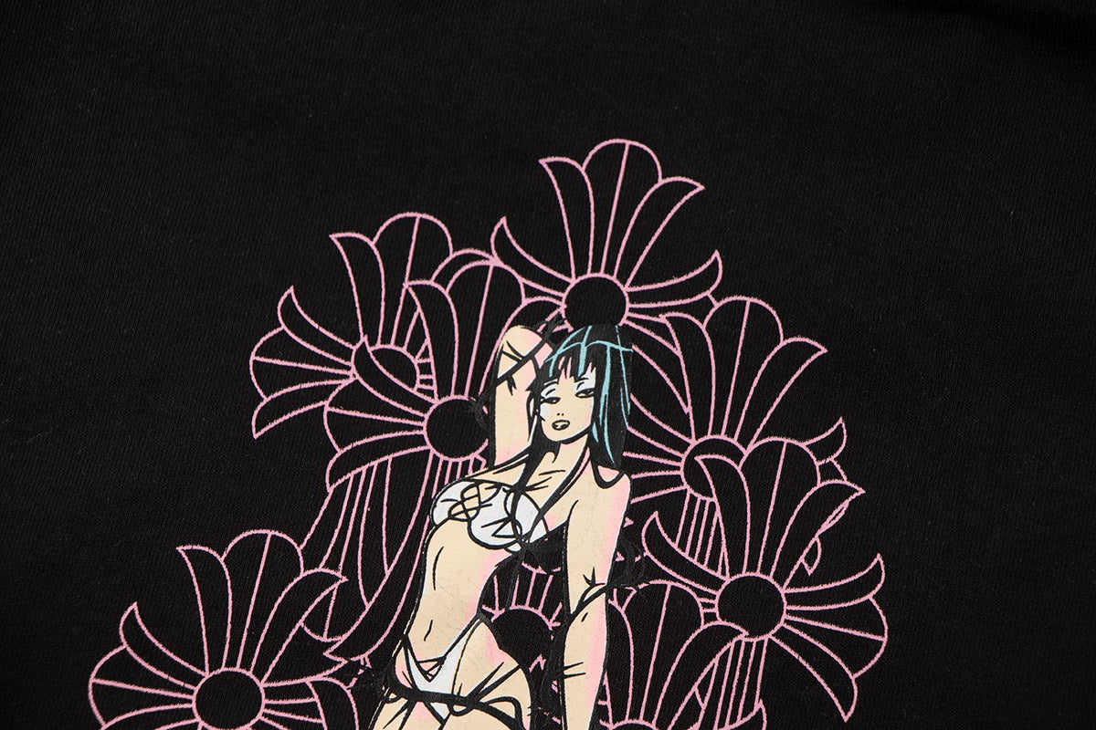 Chrome Hearts Anime Floral Zip-Up Hoodie ¡ª detail