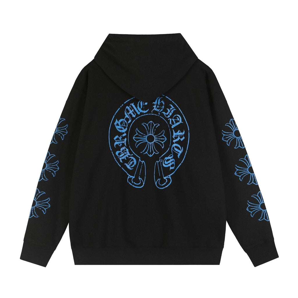 Chrome Hearts Blue Sanskrit Cross Zip Hoodie ¡ª back
