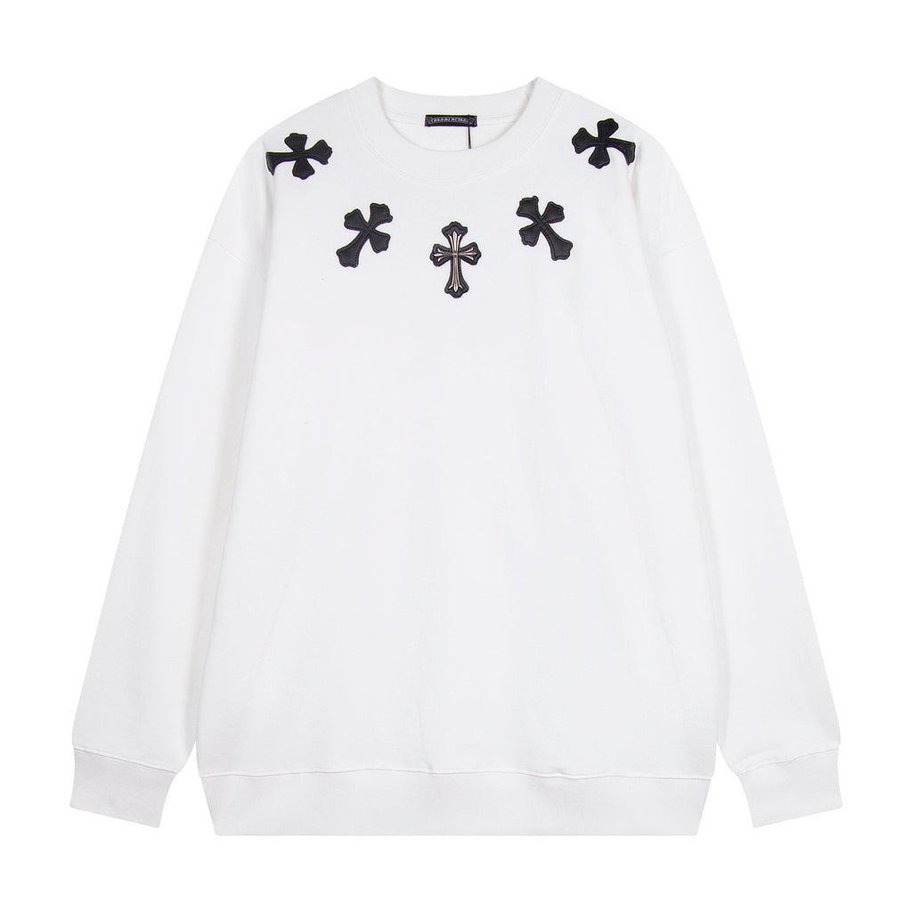 Chrome Hearts Leather Cross Metal Detail Crewneck Sweatshirt ¡ª hero
